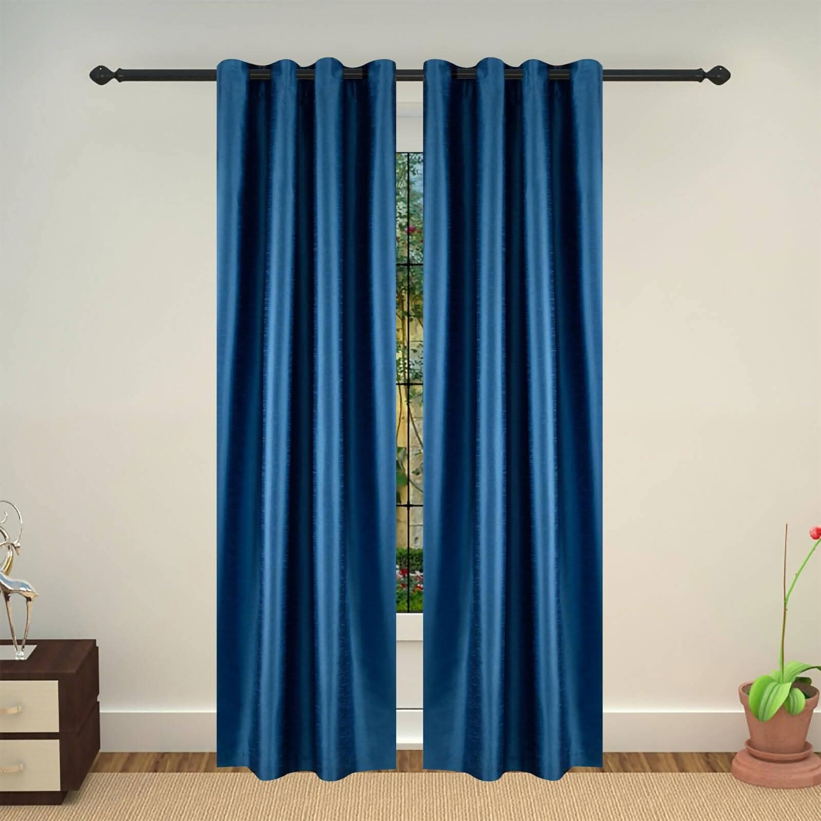 Lushomes curtain 7.5 Feet, curtains with lining, Blue, curtains & drapes, parda, urban space curtains, curtains for living room (Single Pc, 54 x 90 inches) - HalfPe