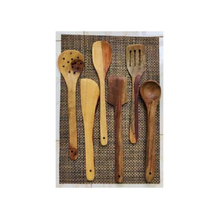 Wooden Non Chemical Spoons Set for Kitchen (Set Of 6) - HalfPe