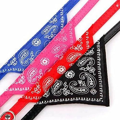 PetGains PGSA Triangle Bandana Scarf Pet Collar with Adjustable PU Leather Neckerchief (XL) -Black - HalfPe