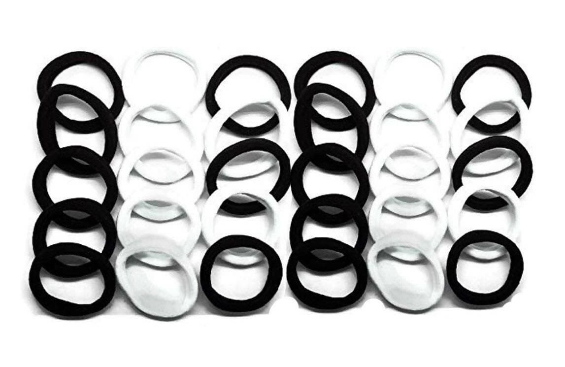 Black & White Hair Rubber Band for Women and Girls (Pack of 30) - HalfPe