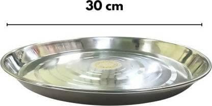 SHINI LIFESTYLE Stainless Steel Serving Plate/ dinner/ bhojan Thali (pack of 12) - HalfPe