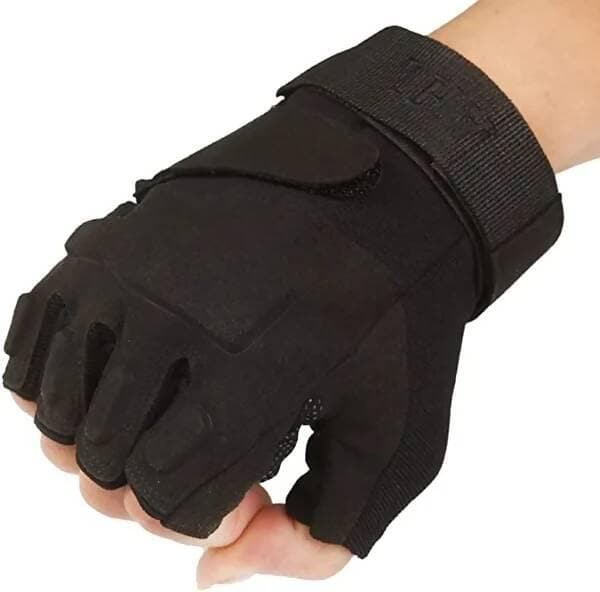 Fingerless Gloves for Motorcycle Riding Gloves (Black) - HalfPe