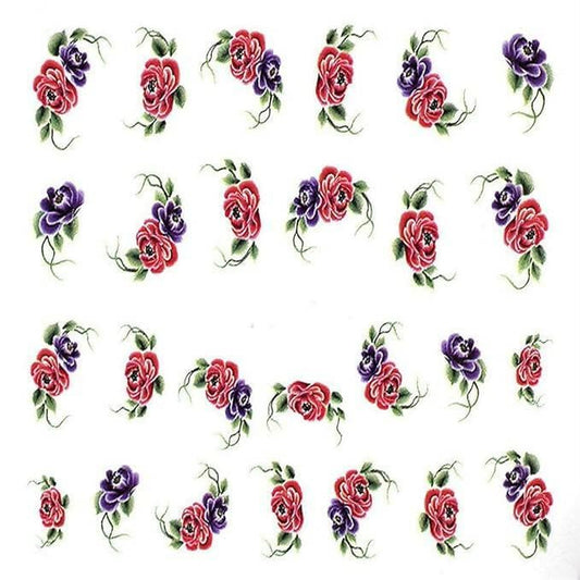 SENECIO Valentine Rose Ivy Love Nail Art Manicure Decals Slide Water Transfer Stickers 1 Sheet Size - HalfPe