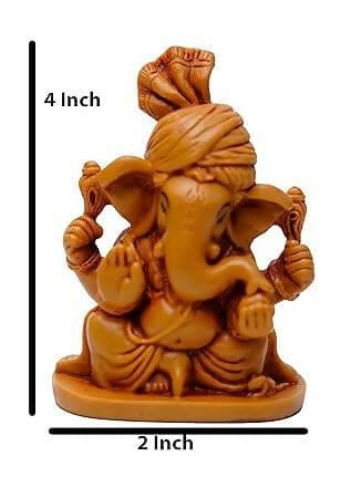 KariGhar® Feta Ganesh Idol Perfect Idol for Car Dashboard/ Home/ Living Room/ Puja Room/ Gifting (Brown, 2X2.75X4 inches) - HalfPe