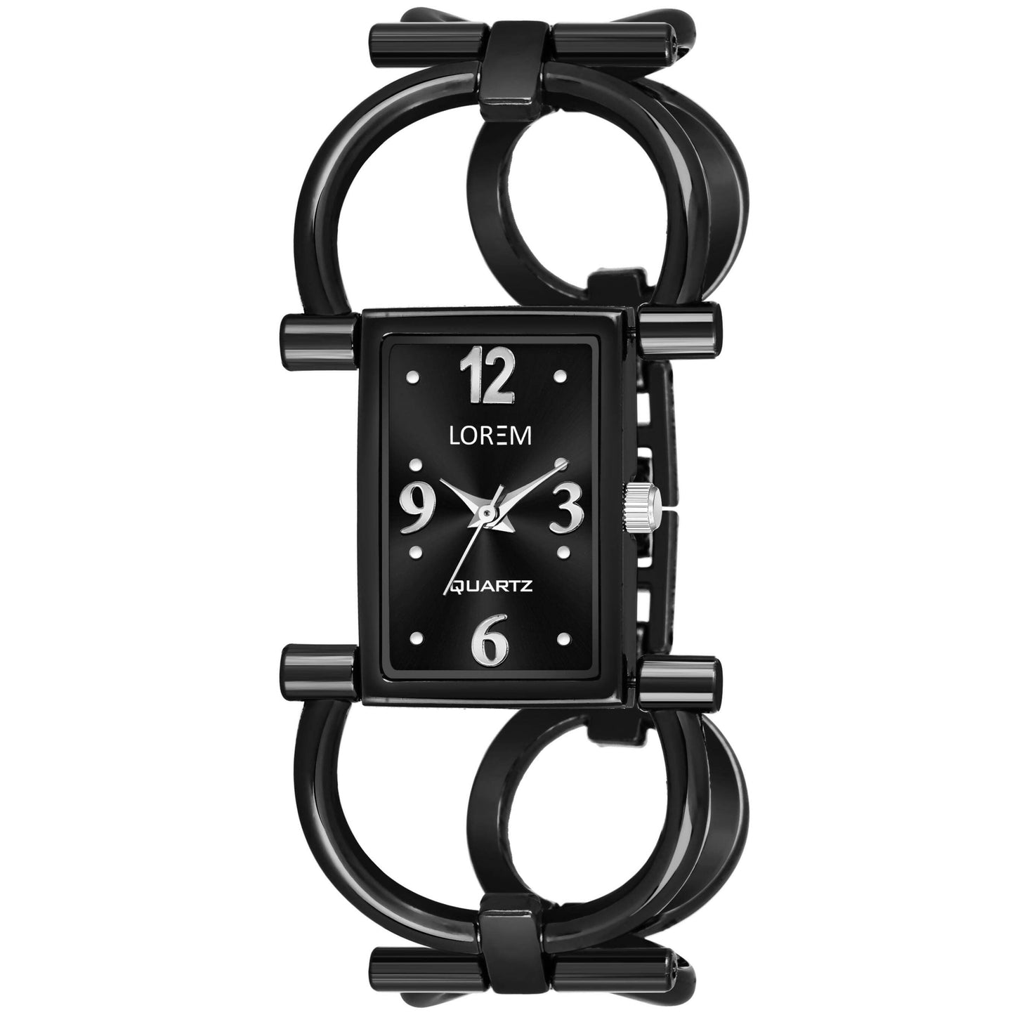 LOREM Black Trending Square Braclet Analog Watch For Women LR292 - HalfPe