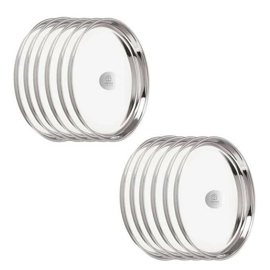 SHINI LIFESTYLE Stainless Steel Thali Set Plate for Lunch(Dia-23cm) (4) - HalfPe