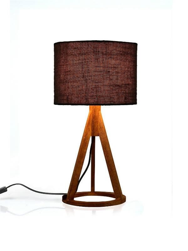 Jute Black Trio Wooden Lamp - HalfPe