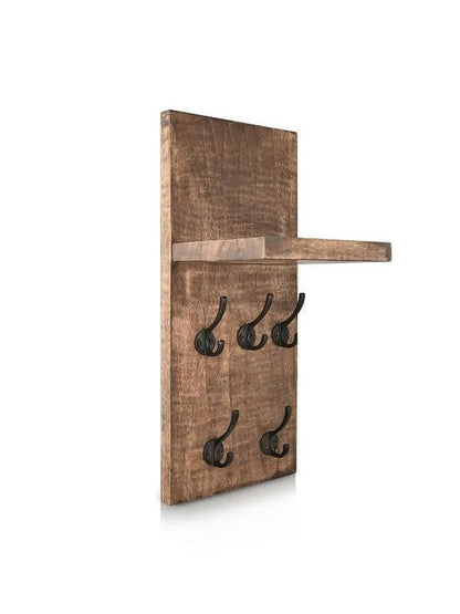 Green Girgit Five Hook Wooden Key Holder - HalfPe