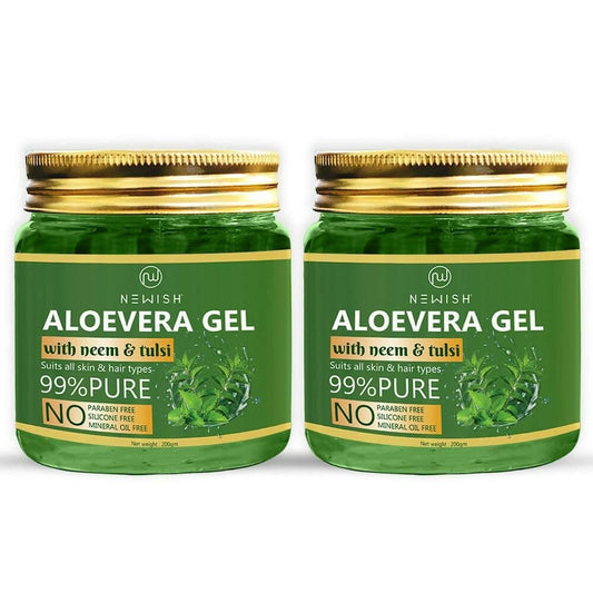 Newish Aloe Vera Gel for Face Enriched With Tulsi & Neem For Face & Skin (200 GM) - HalfPe