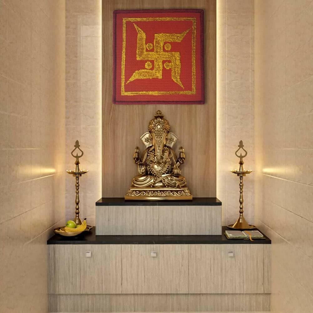 Mats Avenue Hand made Golden Swastik Symbol Wall Hanging for Home décor/Office/Main Door Entrance - HalfPe