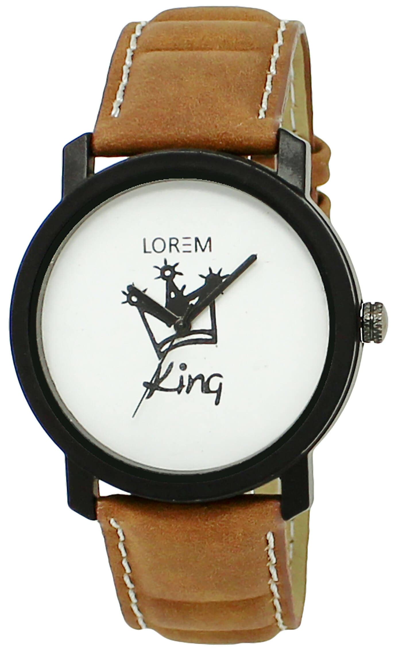 LOREM White & Black King Analog Watch For Men LR18 - HalfPe