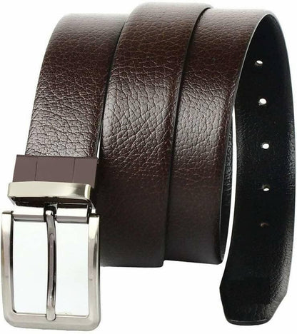 Men Evening, Party, Formal, Casual Black Genuine Leather Reversible Belt (Size: 40) - HalfPe