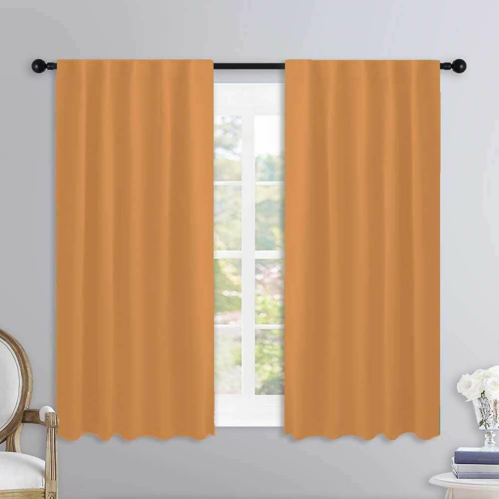 Lushomes curtains 5 feet long set of 2, Cotton Curtains, Door Curtains, curtain 5 feet, Cotton Yellow Rod Pocket Curtain and Drapes for Door Size: 137X153 cm,Pack of: 2 (54x60 Inches, Set of 2) - HalfPe