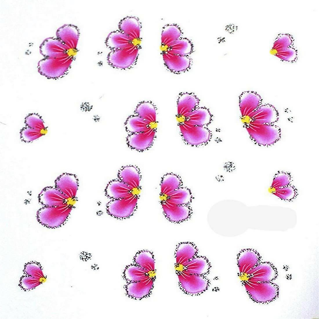 SENECIO Half Flower Pink Glitter BJC-074 Nail Art Manicure Decals Slide Water Transfer Stickers - HalfPe