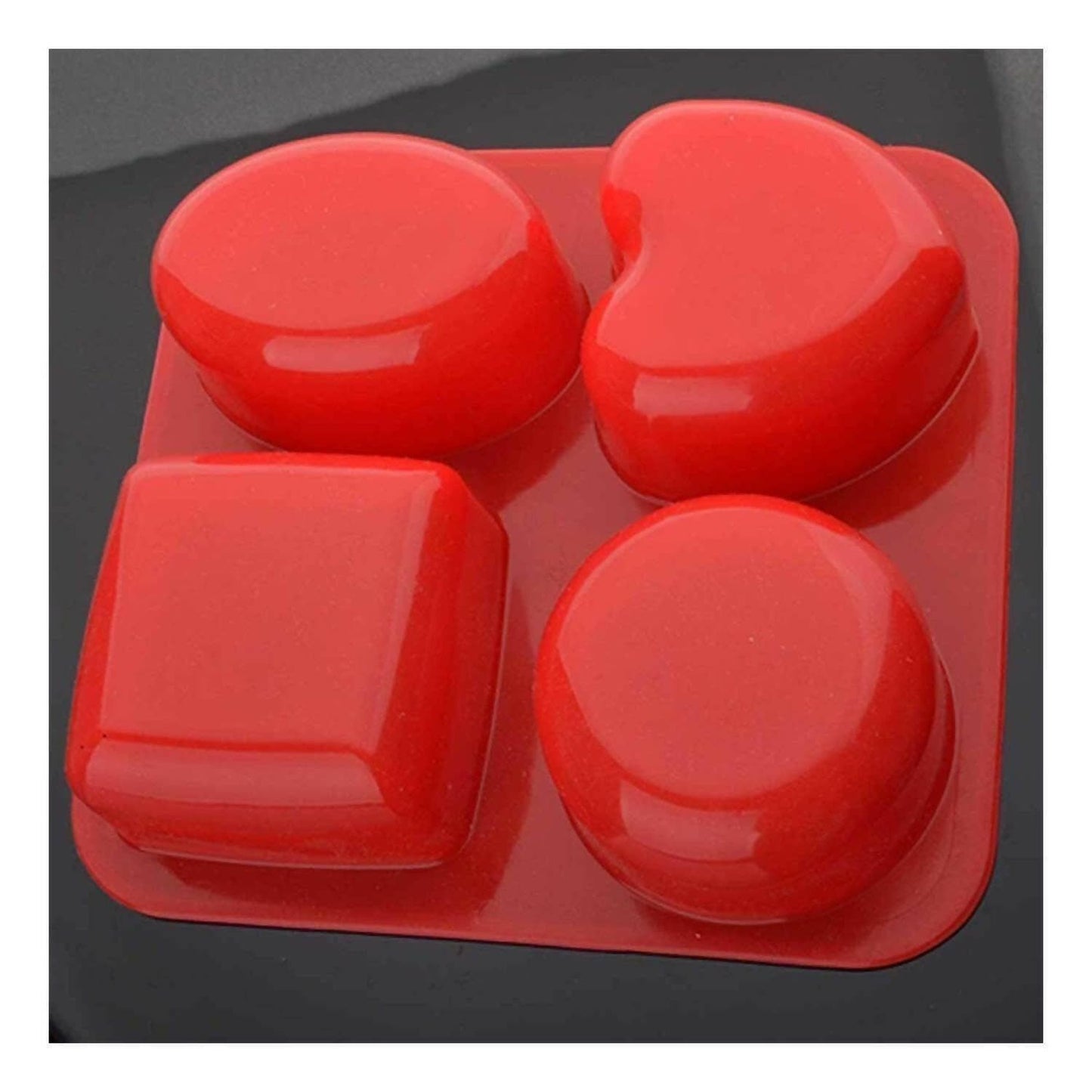 Silicone Circle, Square, Oval and Heart Shape Soap,Cake Making Mould (Multicolor) - HalfPe