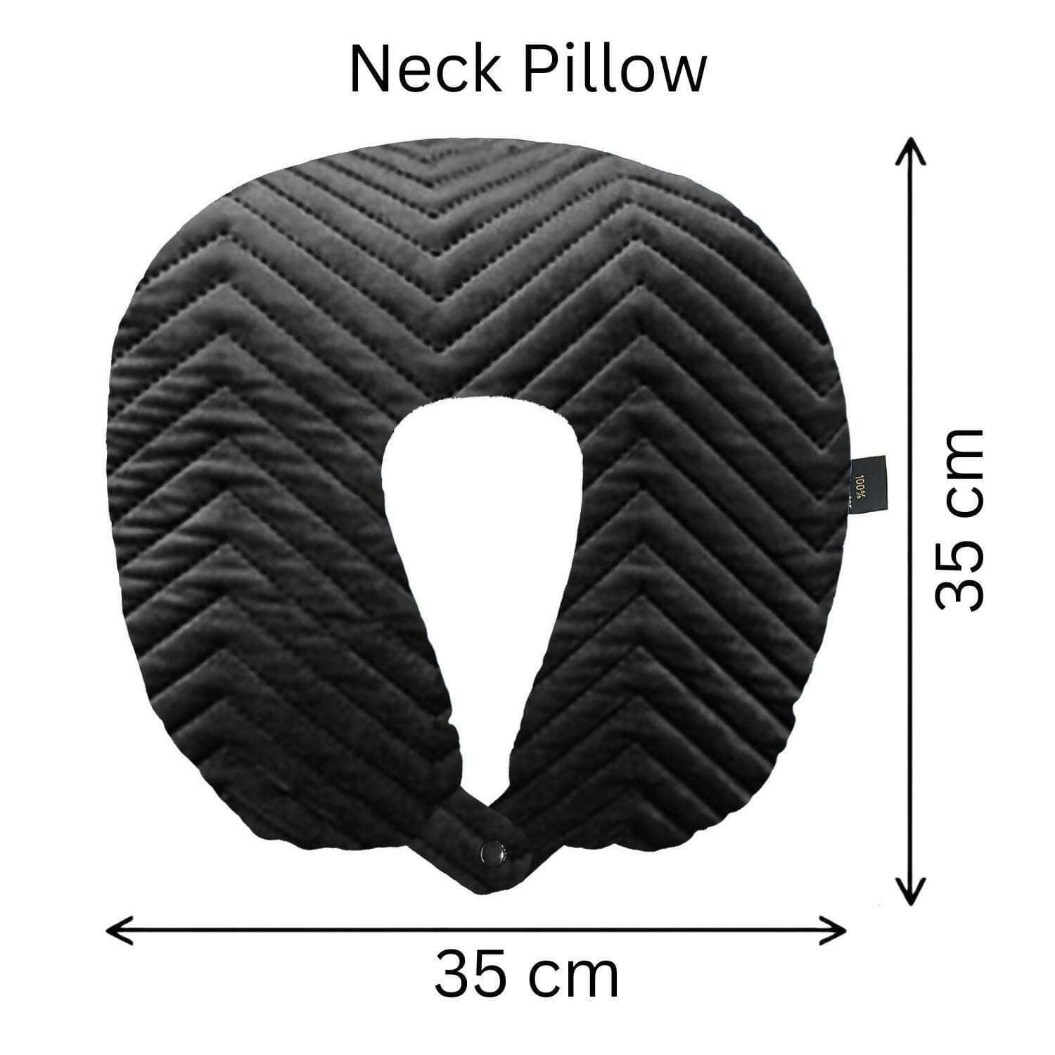 Travel Neck Pillow and Eye mask Set for Car Travel, Quilted Velvet Neck Rest, Flights for Men and Women, Head and Neck Rest Support, eye mask for sleeping, sleeping mask Black - HalfPe