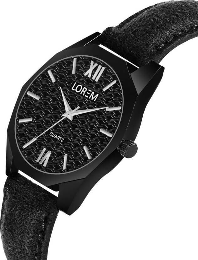 LOREM Black 3d embossed Dial Analog Watch For Women LR329 - HalfPe