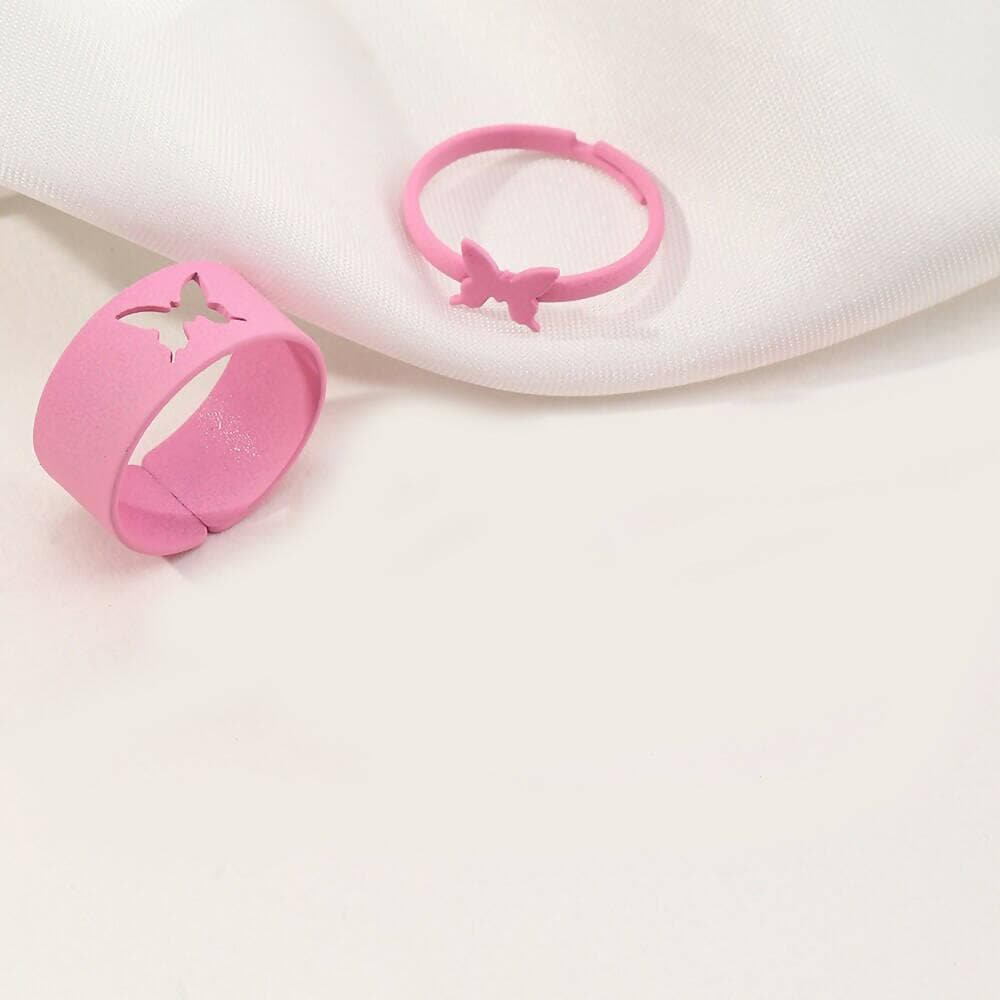 Cute Butterfly Pink Couple Ring - HalfPe