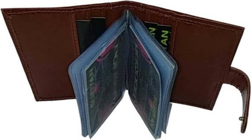 SAGIRON Men Brown Artificial Leather Card Holder (10 Card Slots) - HalfPe