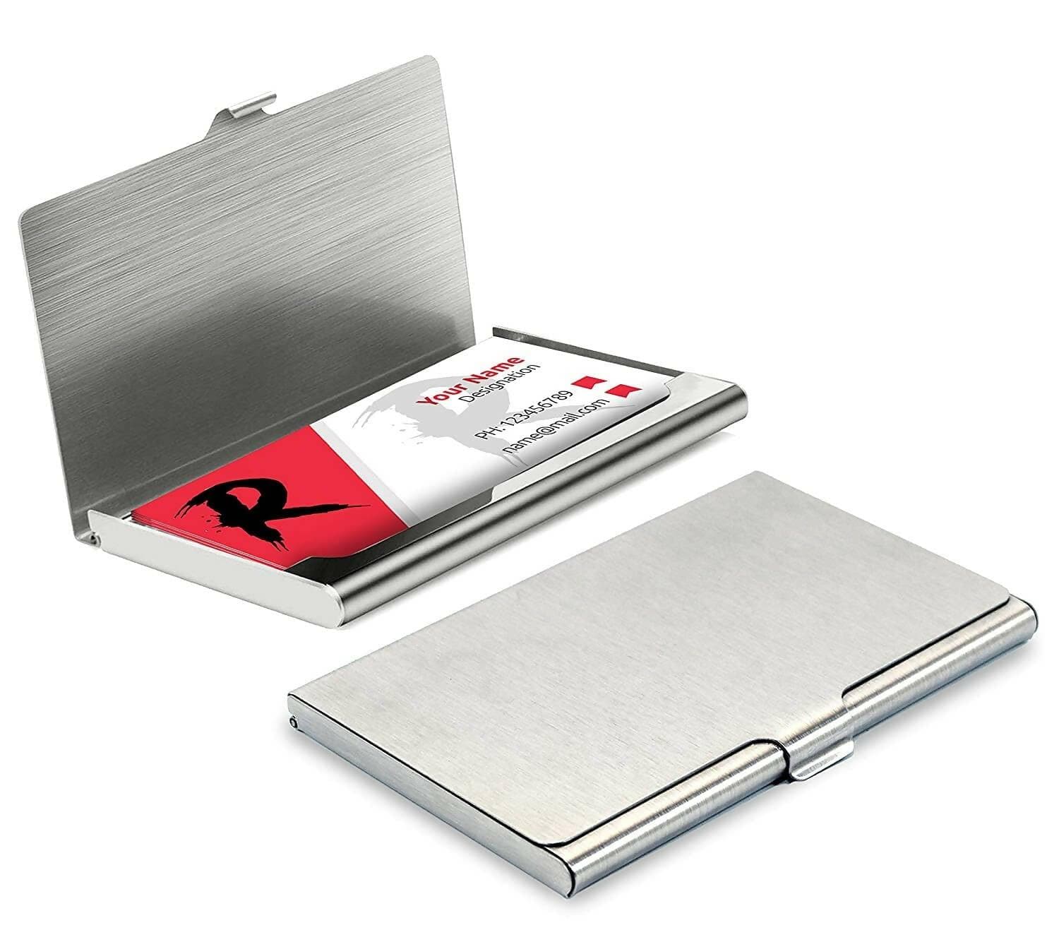 Silver Stainless Steel Unisex Card Holder (Steel Card Holder) - HalfPe