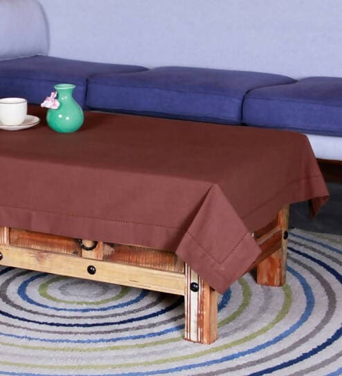 Lushomes center table cover, Cotton Brown Plain Dining Table Cover Cloth, center table cover, table cover for centre table (Size 36 x 60 Inches, Center Table Cloth) - HalfPe