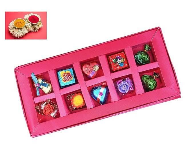 MANTOUSS Pink Satin Pongal/Makar Sankranti Chocolate Gift Pack+haldi kumkum - HalfPe