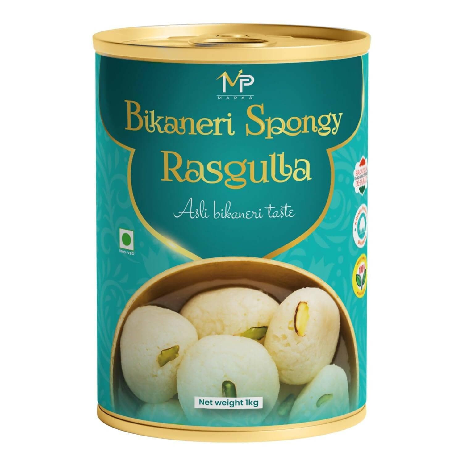 MAPAA Bikaneri Premium Spongy Rasgulla & Premium Bikaneri Gulab Jamun |Ready to Eat Sweet | Bikaneri Sweets| Mithai Combo (2x1Kg) 2 KG - HalfPe