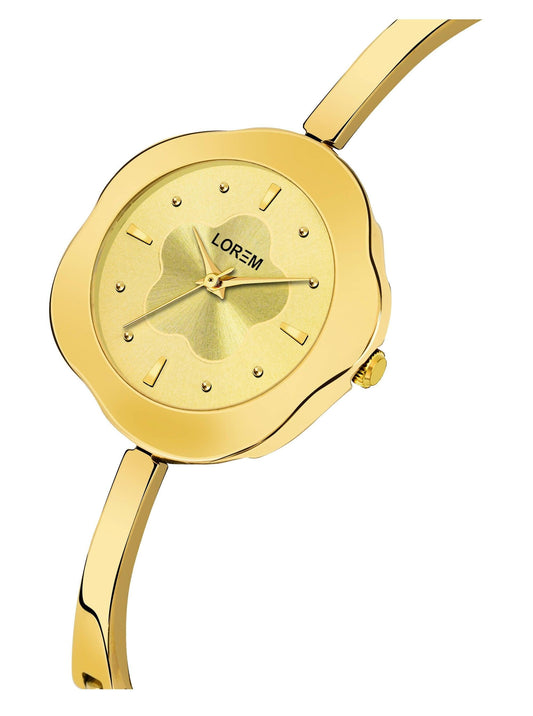LOREM Gold Brass Designer Analog Watch For Women LR262 - HalfPe