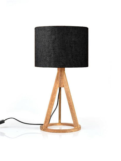 Jute Black Trio Wooden Lamp - HalfPe