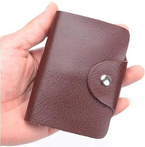 Brown Button ATM card holder super soft Business Cardholder - HalfPe