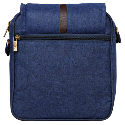 LOREM Blue Stylish Linen Textured Cross Body Sling Bag For Men - HalfPe