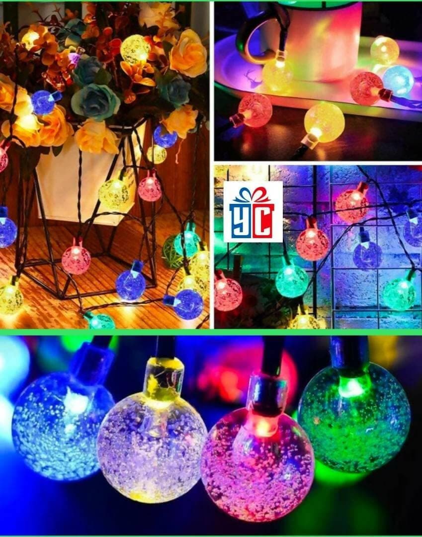 Multicolor Crystal bubble Snowflake Shaped ball LED string light (14 lightS) - HalfPe