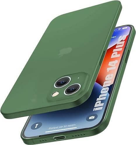 SQUIF Silicone Flexible Soft Ultra Thin Back Case For Iphone 14 Plus Cover|Semi Transparent,Full Camera Protection (Green) - HalfPe