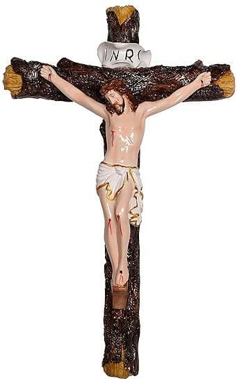 KariGhar® Crucifix / Jesus Christ / Cross Jesus / Crucified Jesus Perfect for Prayer Room / Drawing Room/ Bedroom/ Gifting & Decoration. { (Multicolor),( 5 x 33 x 52 cm / 2 x 13 x 21 inch) } - HalfPe