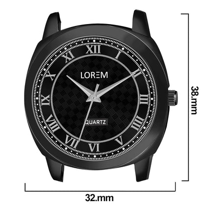 LOREM Black Cubic Designer Printed Dial Analog Watch For Women LR335 - HalfPe