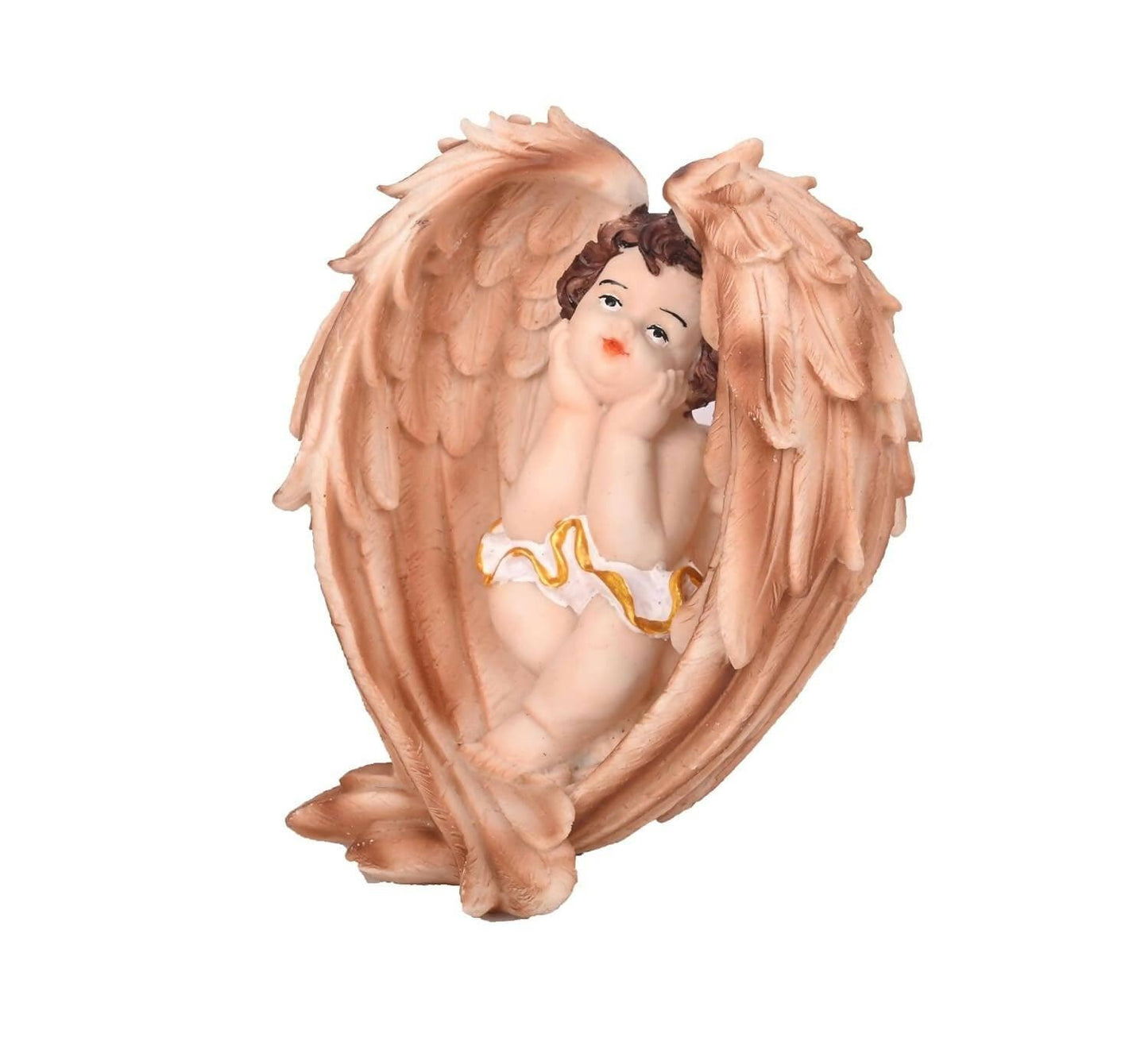 KariGhar Resin Brown Sitting Angel on Wings Statue Catholic Idol for Home - HalfPe