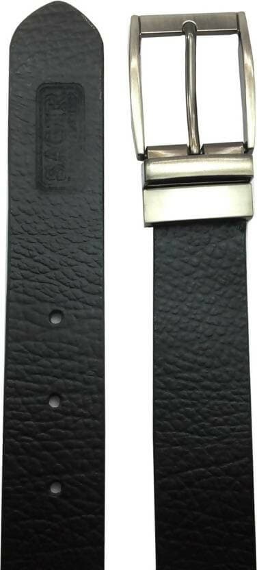 Men Casual Black Genuine Leather Reversible Belt - HalfPe