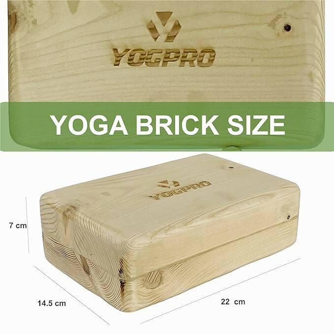 YOGPRO Premium Wooden Yoga Block, Eco-Friendly Pure Wood Yoga Block Brick, Provides Stability, Balance and Flexibility, for Yoga (pack of 2) - HalfPe