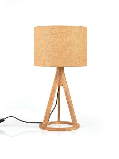 Jute Brown Trio Wooden Lamp - HalfPe