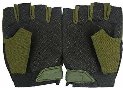 Gloves Military Rubber Hard Knuckle Gloves Fingerless GREEN Cycling Gloves (Green) - HalfPe