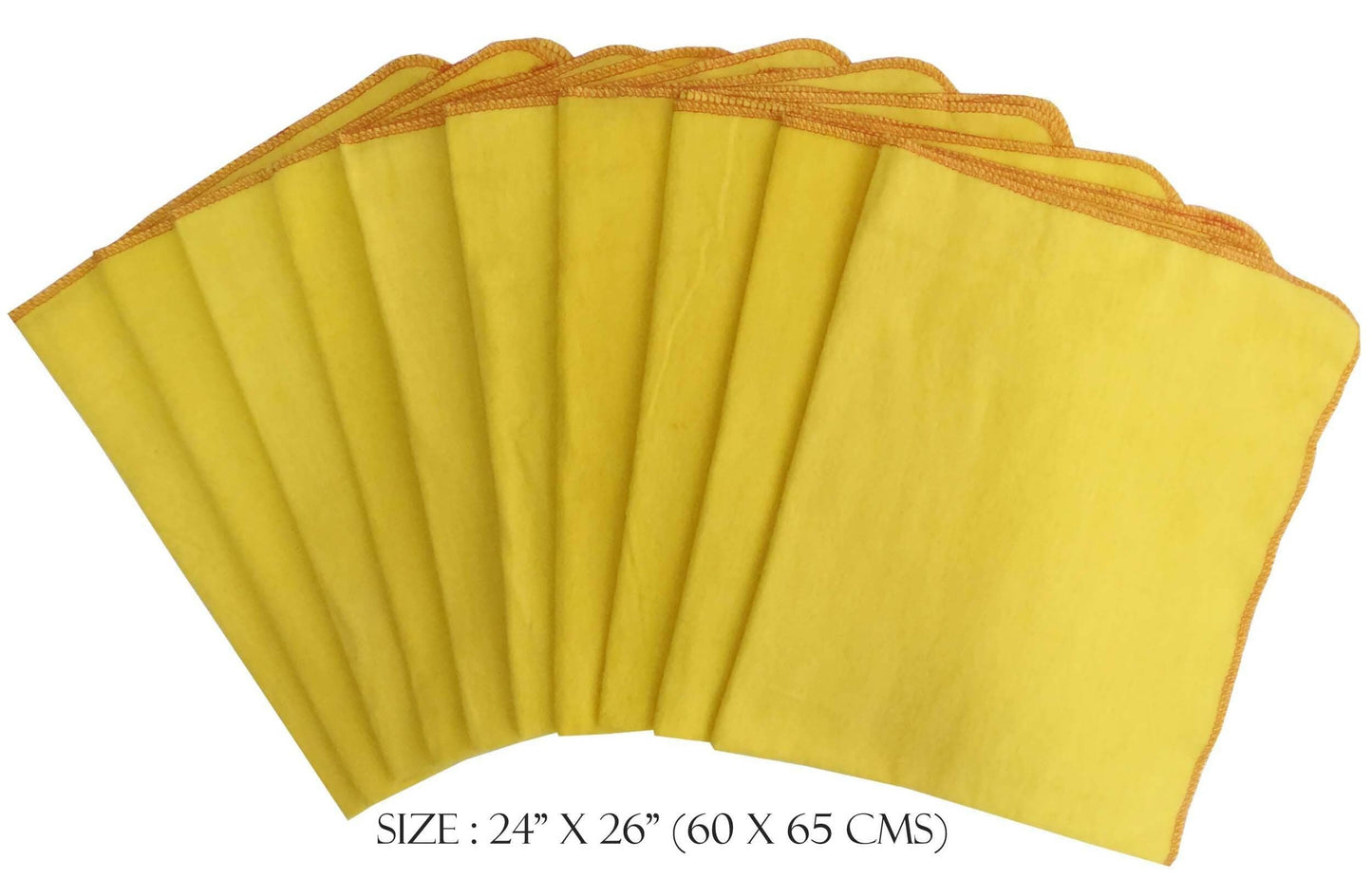 Lushomes Super Soft 10 pcs Flannel Yellow Duster, tea towels kitchen, towels for kitchen use, kitchen towels for wiping utensils (Size: 24 x 26 Inches, Pack of 10). - HalfPe