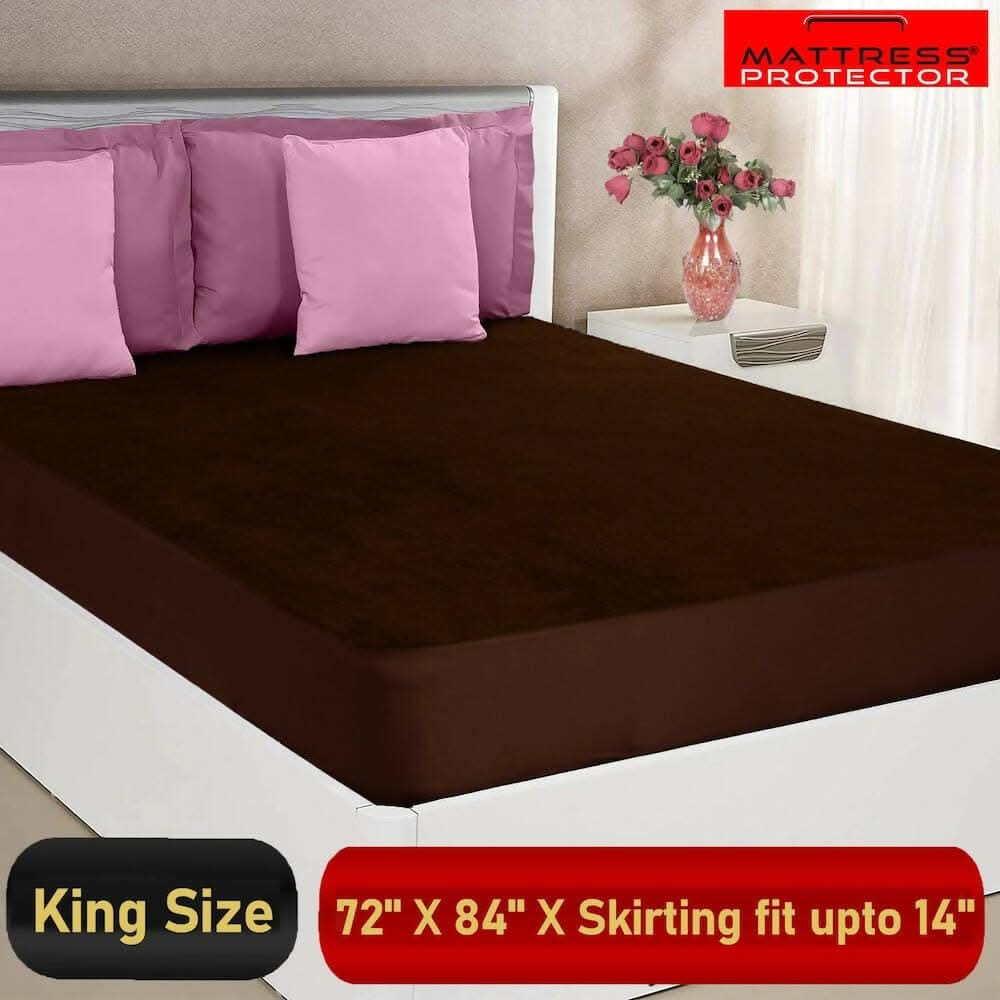 Mattress protector coffee waterproof cover for king size bed (72 x 84 inch) - HalfPe