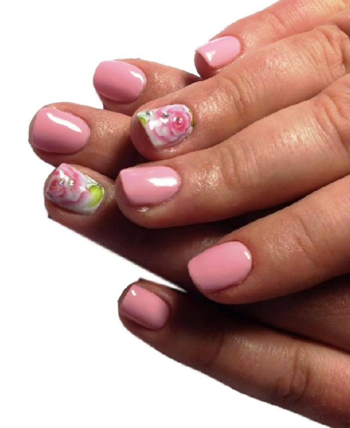 SENECIO Lovely Pink Rose French Nail Art Manicure Decals Water Transfer Stickers (2 Sheets) - HalfPe