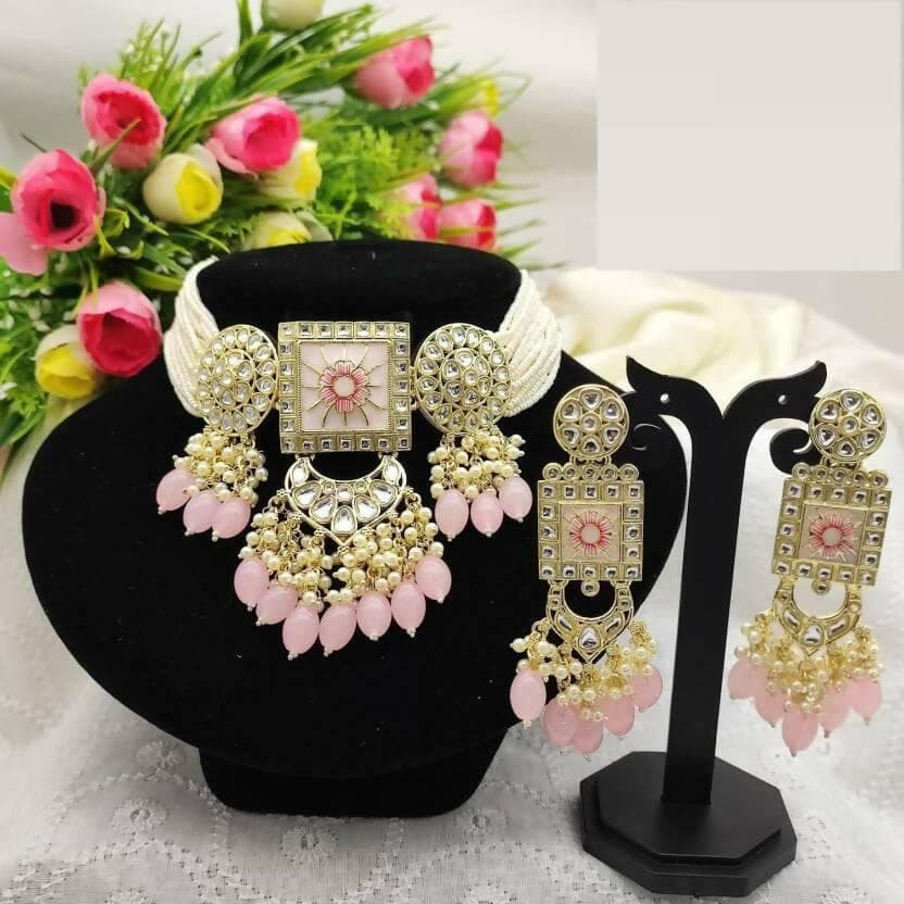 Alloy jewel set (dark pink) | MANATH - HalfPe