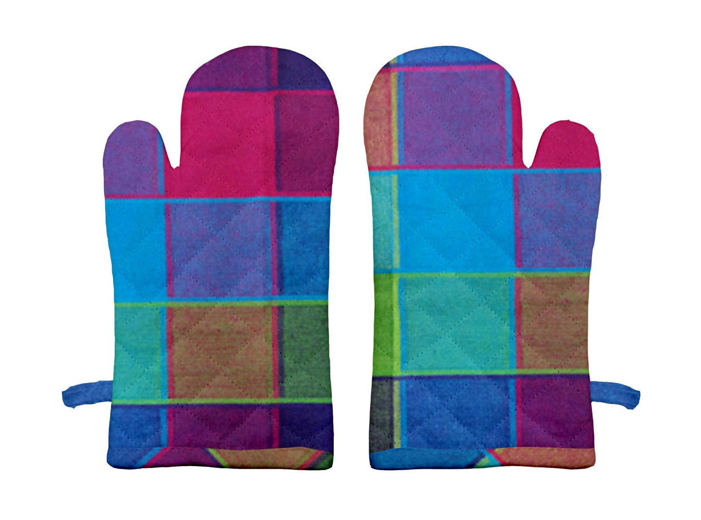 Lushomes 2 Pack Multi Check Quilted Heat Resistant Cotton Oven Mitt, For Baking, Grilling, BBQ, Cooking, Handling Pots, kitchen gloves for cooking, oven accessories (2 Pcs Microwave Gloves, 6x13 Inch) - HalfPe