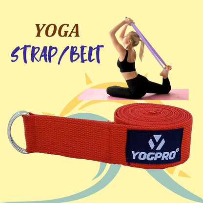 Yogpro Cotton Yoga Strap/belt (6 Ft, Red) - HalfPe