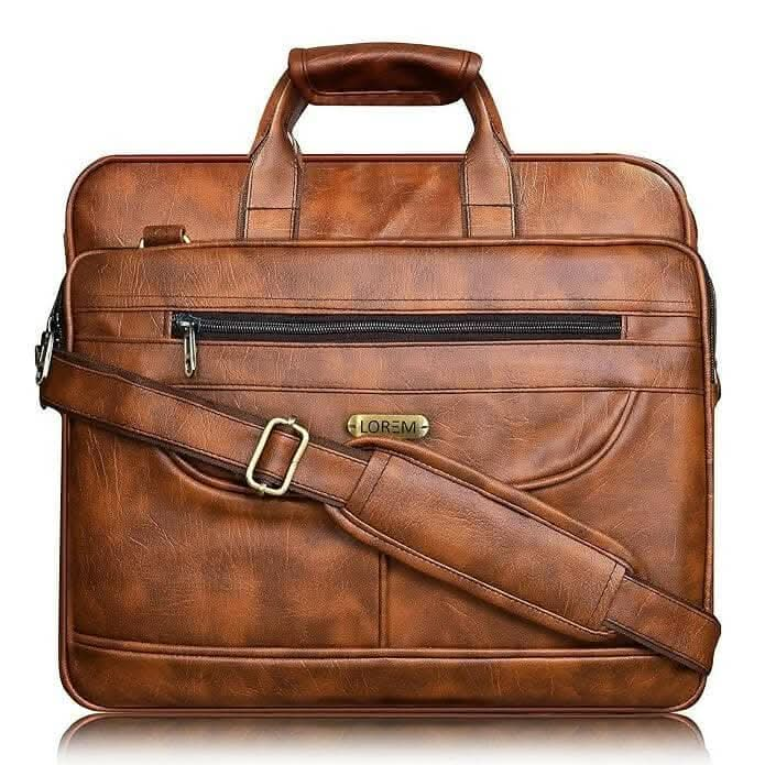 LOREM Tan Color Faux Leather 28L Messenger Bag For Men - HalfPe