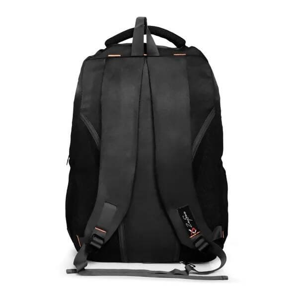 Laptop Backpack Multiple Pockets Padded Shoulder Straps Premium Fabric (Black)  - HalfPe