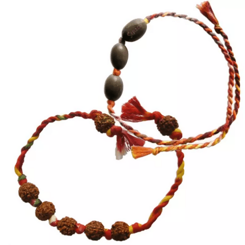 Senecio Kamalgatta & Rudraksh Woven Beads Thread Wristband Bracelet (Multicolor-2pcs) - HalfPe