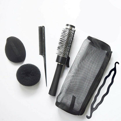 SENECIO Hair Styling Kit (Kit includes: 1 Tail Comb, 1 Hair Curling Brush, 1 Bouffant Maker, 1 Plastic Bun Maker and 1 Hair Doughnut) - HalfPe